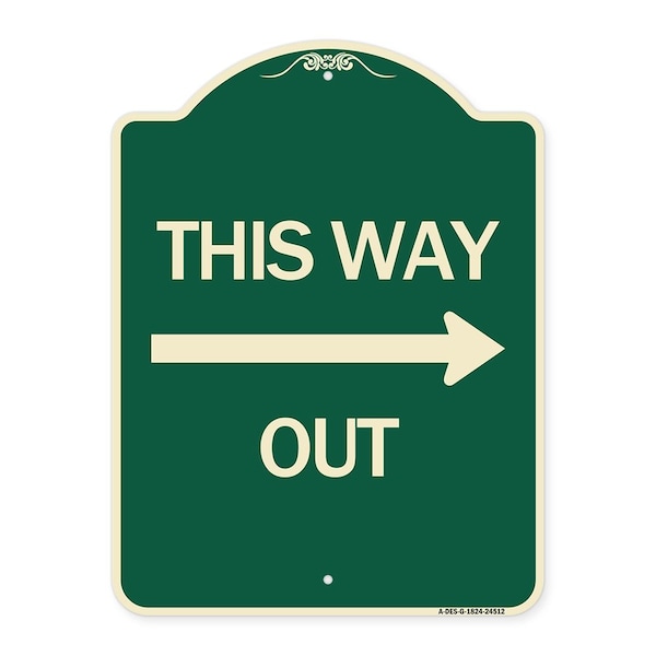 Signmission This Way Out Right Arrow Heavy-Gauge Aluminum Architectural Sign, 24" x 18", G-1824-24512 A-DES-G-1824-24512 - main
